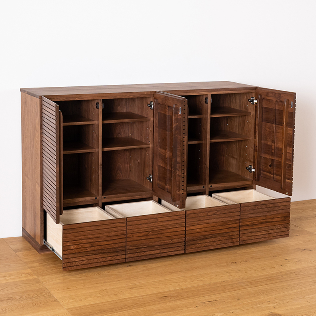 風雅／FUUGA　サイドキャビネット 幅1600 mm（ウォールナット・スリット）