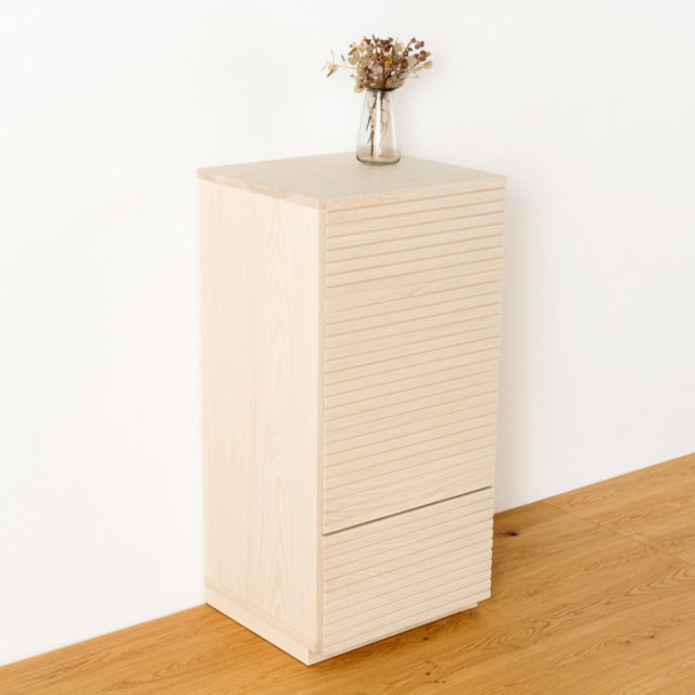風雅／FUUGA　サイドキャビネット 幅490 mm（ホワイトアッシュ-スリット）