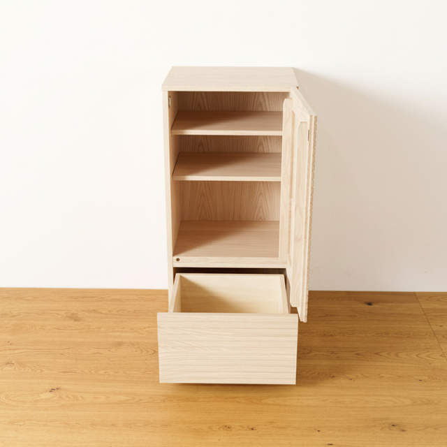 風雅／FUUGA　サイドキャビネット 幅490 mm（ホワイトアッシュ-スリット）