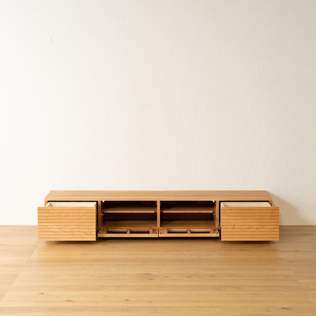 天然木、無垢材使用テレビボード 風雅／FUUGA-幅2000mm（ブラックチェリー・ブラックチェリー‐スリット）st5
