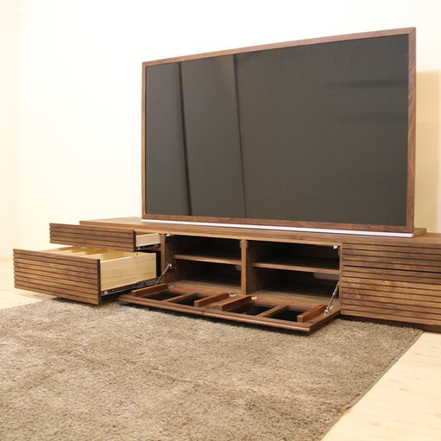 天然木、無垢材使用テレビボード 風雅／FUUGA-幅2400mmタイプ2（ウォール ナット・ウォルナット‐スリット）st4