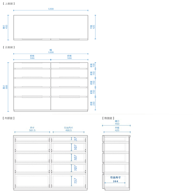 彩美 チェスト 1200 ウォールナットStock