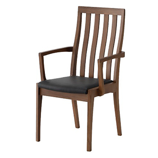 Olivia 座面合成皮革 ハイバックアームチェア GRAY　ウォールナット