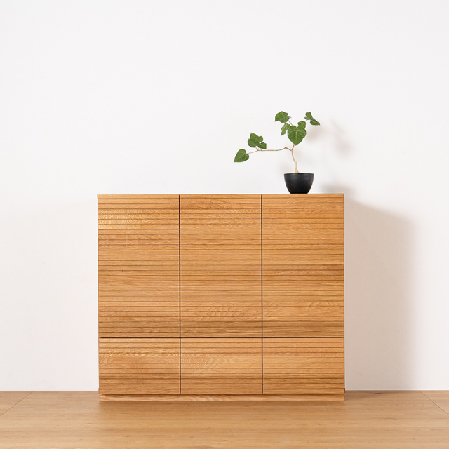 風雅／FUUGA サイドキャビネット W1460（ホワイトオーク-スリット）