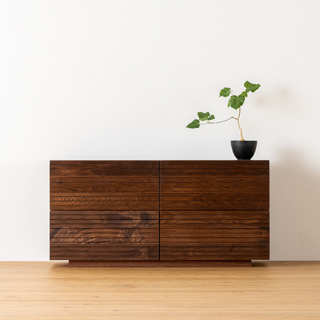 流れ杢が美しい 天然木・無垢材のウォールナットのチェスト 風雅