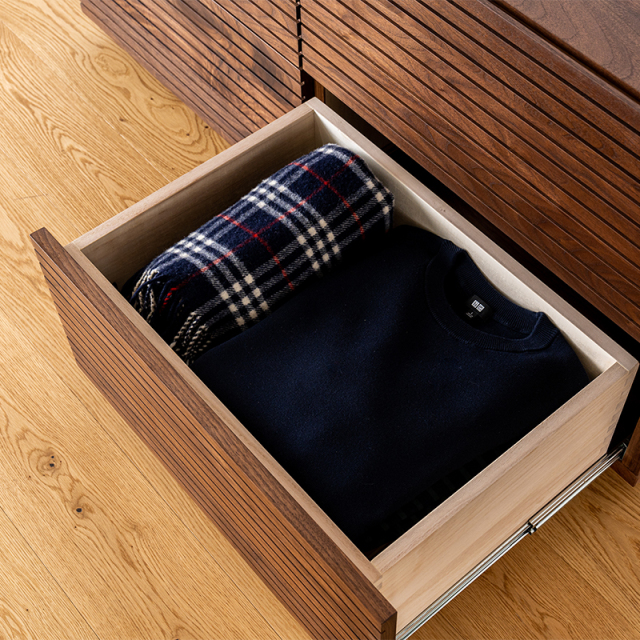 流れ杢が美しい 天然木・無垢材のウォールナットのチェスト 風雅