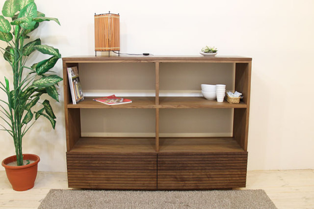 天然木・無垢材使用のシェルフ・飾り棚 ウォールナット 風雅