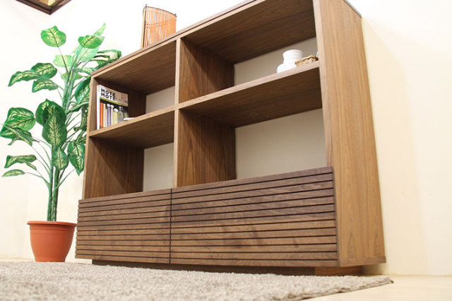 天然木・無垢材使用のシェルフ・飾り棚 ウォールナット 風雅