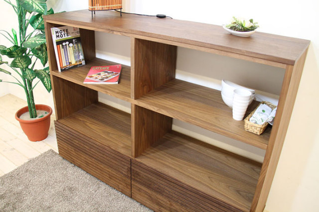 天然木・無垢材使用のシェルフ・飾り棚 ウォールナット 風雅