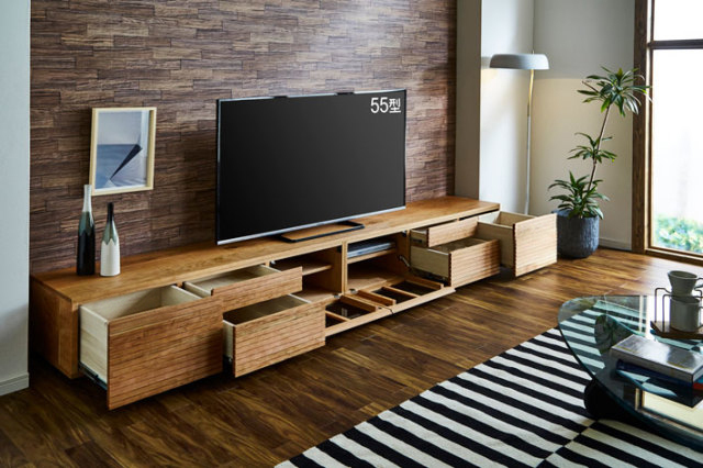 天然木・無垢材のテレビボード風雅type2ブラックチェリー幅3000mm5