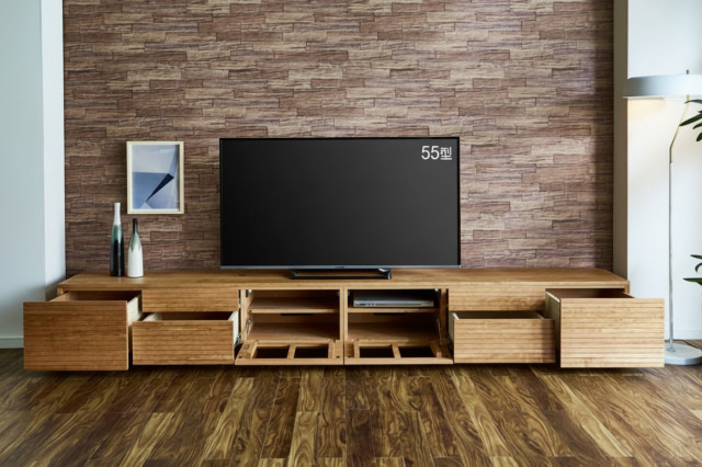 天然木・無垢材のテレビボード風雅type2ブラックチェリー幅3000mm9