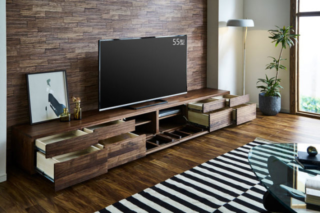 天然木・無垢材のテレビボード風雅type2ウォールナット幅3000mm3