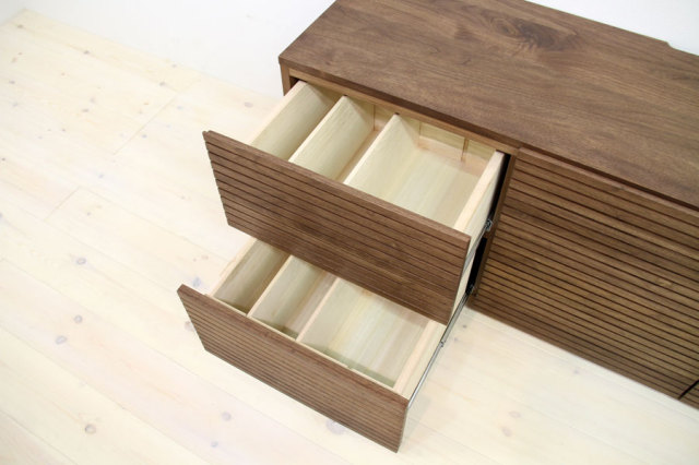 天然木・無垢材使用のシンプル家具シリーズ 風雅 チェスト ウォールナット