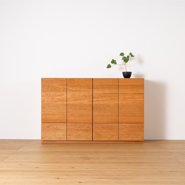 風雅／FUUGA　サイドキャビネット 幅1600 mm（ブラックチェリー-スリット）