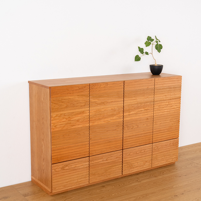 風雅／FUUGA　サイドキャビネット 幅1600 mm（ブラックチェリー-スリット）