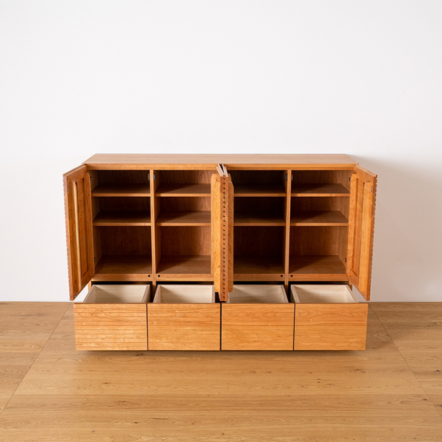 風雅／FUUGA　サイドキャビネット 幅1600 mm（ブラックチェリー-スリット）