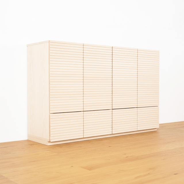 風雅／FUUGA　サイドキャビネット 幅1600 mm（ホワイトアッシュ-スリット）