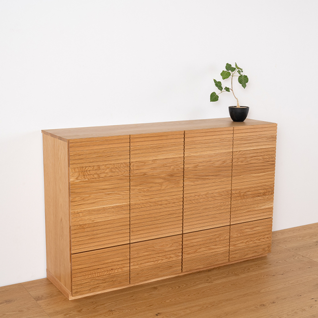 風雅／FUUGA　サイドキャビネット 幅1600 mm（ホワイトオーク-スリット）
