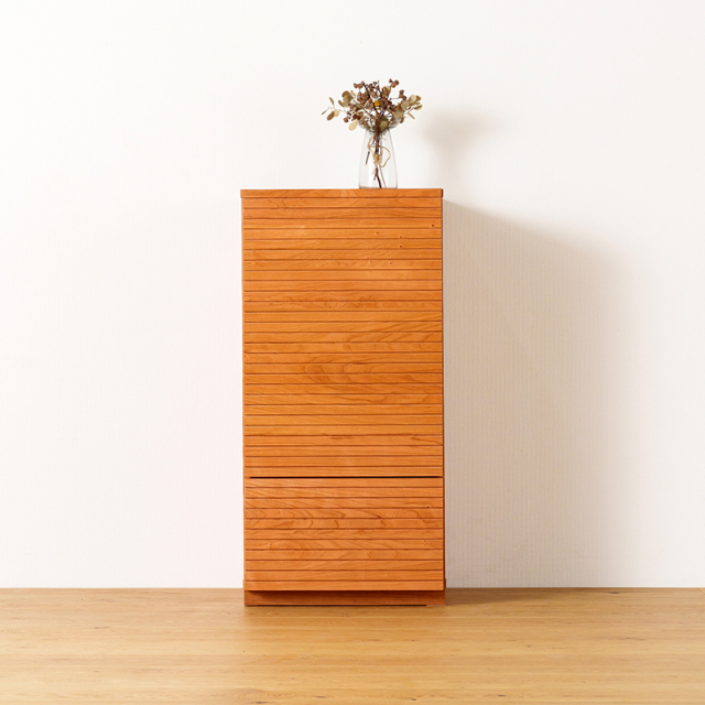天然木・無垢材使用のシンプル家具シリーズ 風雅 サイドキャビネット ブラックチェリー