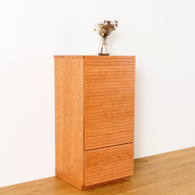 風雅／FUUGA　サイドキャビネット 幅490 mm（ブラックチェリー-スリット）