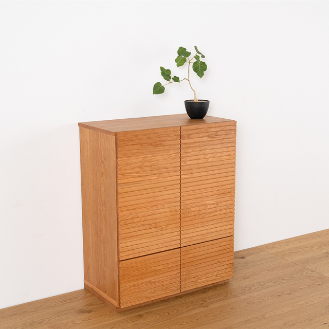 風雅／FUUGA　サイドキャビネット 幅980 mm（ブラックチェリー-スリット）