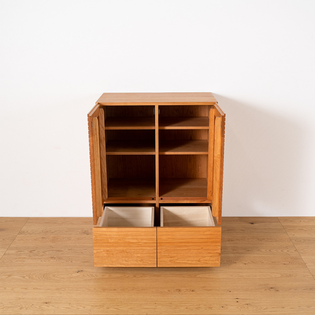 風雅／FUUGA　サイドキャビネット 幅980 mm（ブラックチェリー-スリット）