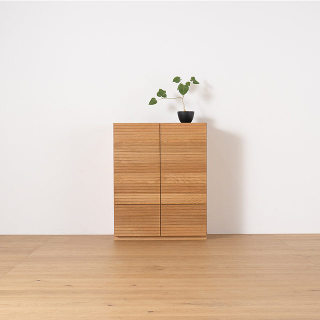 天然木・無垢材使用のシンプル家具シリーズ 風雅 サイドキャビネット ホワイトオーク