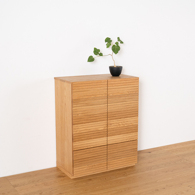 天然木・無垢材使用のシンプル家具シリーズ 風雅 サイドキャビネット ホワイトオーク