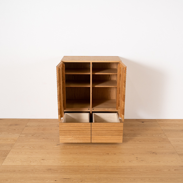 天然木・無垢材使用のシンプル家具シリーズ 風雅 サイドキャビネット ホワイトオーク