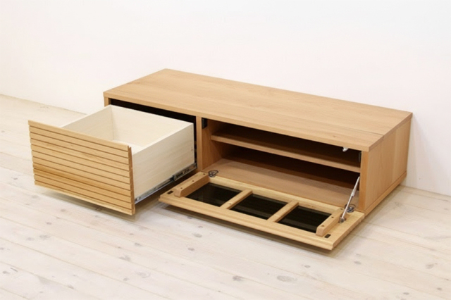 サイズオーダー可能 天然木・無垢材使用のシンプル家具シリーズ 風雅 テレビボード ブラックチェリー