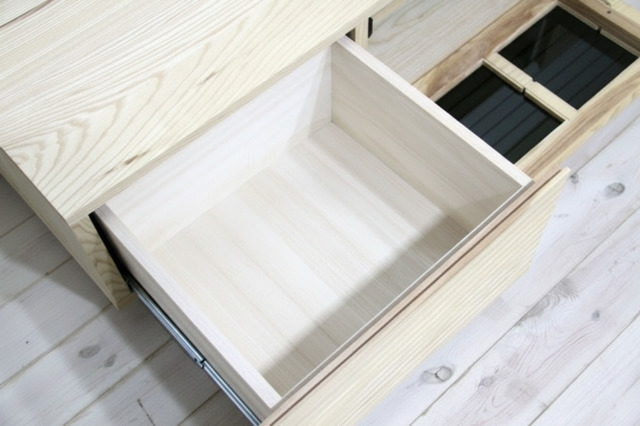 【サイズオーダー可】天然木、無垢材使用テレビボード 風雅／FUUGA-幅1500mm（ホワイトアッシュ‐スリット）st
