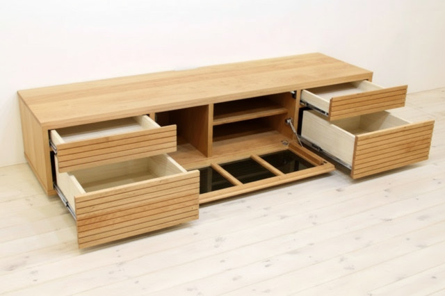 サイズオーダー可能 天然木・無垢材使用のシンプル家具シリーズ 風雅 テレビボード ブラックチェリー