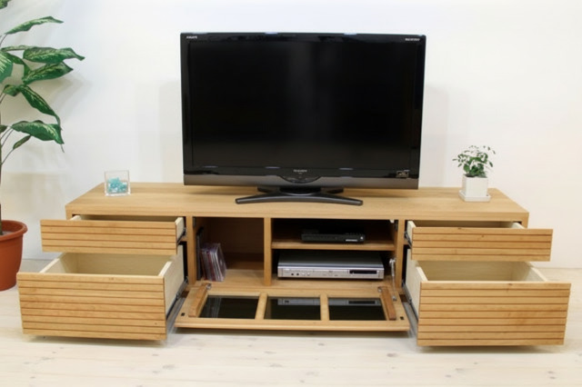 サイズオーダー可能 天然木・無垢材使用のシンプル家具シリーズ 風雅 テレビボード ブラックチェリー