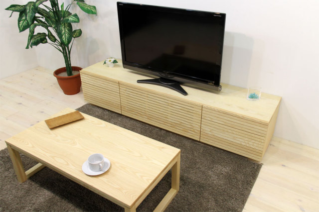 サイズオーダー可能 天然木・無垢材使用のシンプル家具シリーズ 風雅 テレビボード ホワイトアッシュ