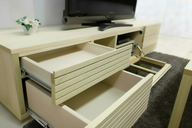 サイズオーダー可能 天然木・無垢材使用のシンプル家具シリーズ 風雅 テレビボード ホワイトアッシュ