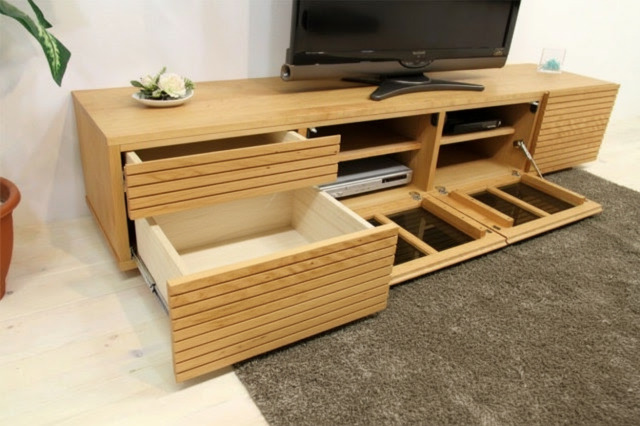 サイズオーダー可能 天然木・無垢材使用のシンプル家具シリーズ 風雅 テレビボード ブラックチェリー