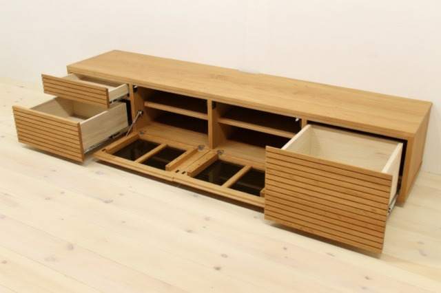 サイズオーダー可能 天然木・無垢材使用のシンプル家具シリーズ 風雅 テレビボード ブラックチェリー