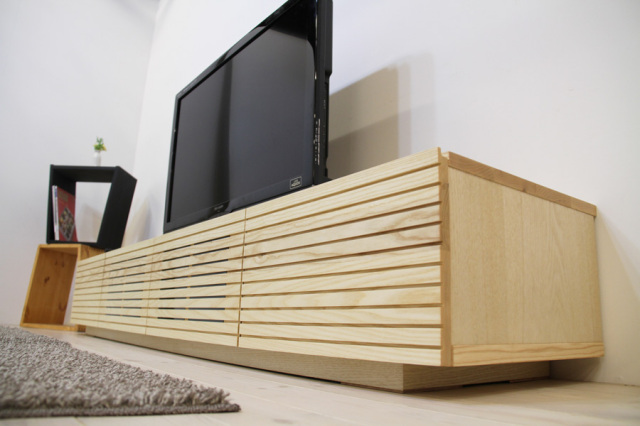 サイズオーダー可能 天然木・無垢材使用のシンプル家具シリーズ 風雅 テレビボード ホワイトアッシュ
