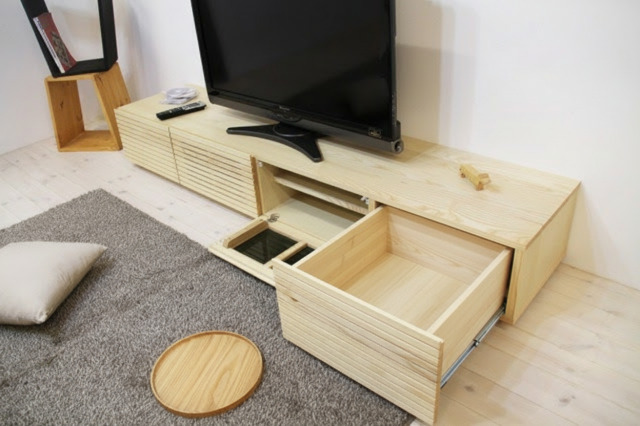 【サイズオーダー可】天然木、無垢材使用テレビボード 風雅／FUUGA-幅2000mm（ホワイトアッシュ‐スリット）st