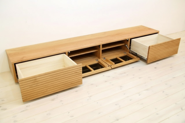 サイズオーダー可能 天然木・無垢材使用のシンプル家具シリーズ 風雅 テレビボード ブラックチェリー