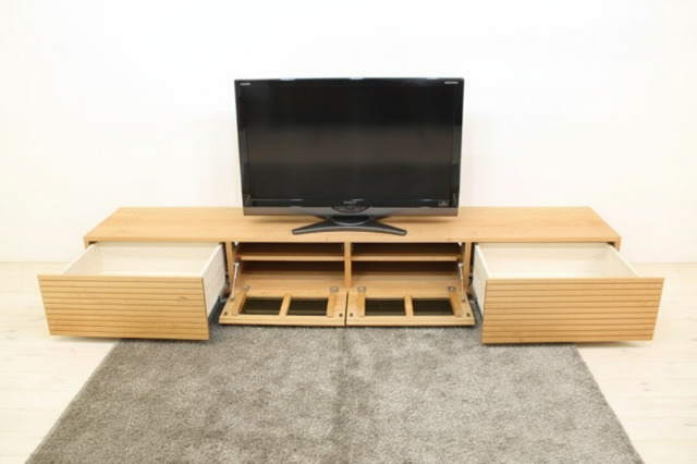 サイズオーダー可能 天然木・無垢材使用のシンプル家具シリーズ 風雅 テレビボード ブラックチェリー