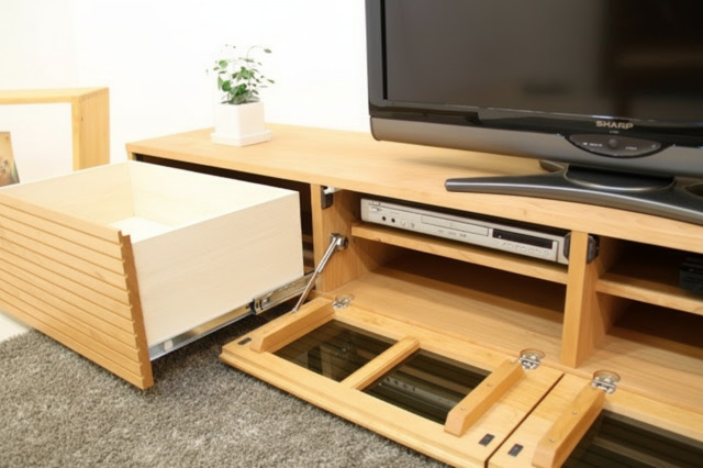 サイズオーダー可能 天然木・無垢材使用のシンプル家具シリーズ 風雅 テレビボード ブラックチェリー