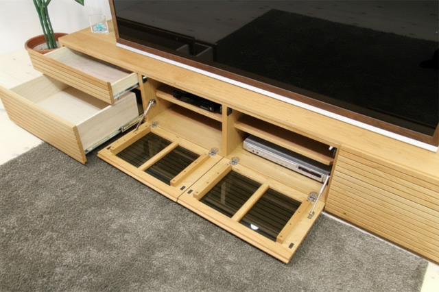 サイズオーダー可能 天然木・無垢材使用のシンプル家具シリーズ 風雅 テレビボード ブラックチェリー