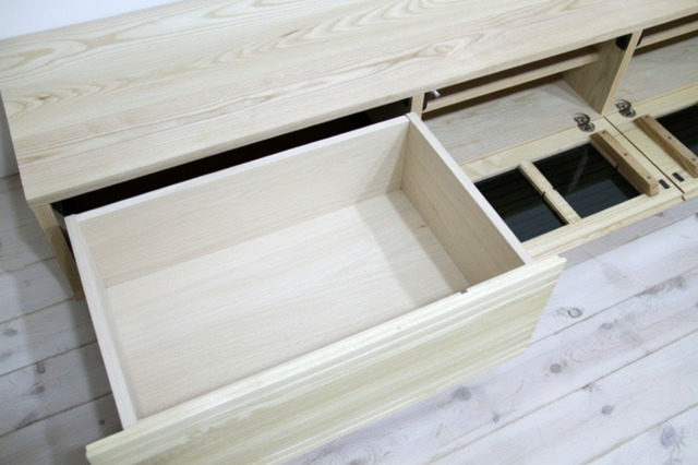 サイズオーダー可能 天然木・無垢材使用のシンプル家具シリーズ 風雅 テレビボード ホワイトアッシュ