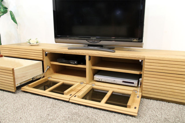 サイズオーダー可能 天然木・無垢材使用のシンプル家具シリーズ 風雅 テレビボード ホワイトオーク