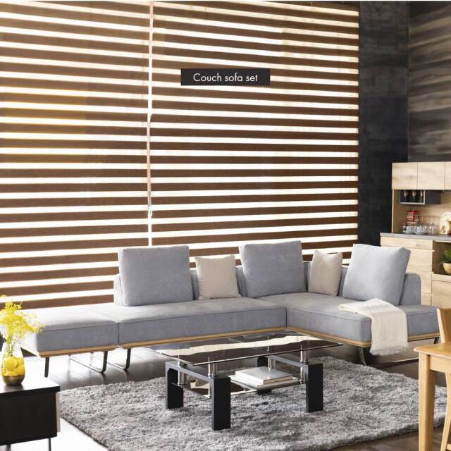 カウチソファセット　(2Px1 + カウチx1 + スツールx1 + クッション小x2 + クッション大x3)