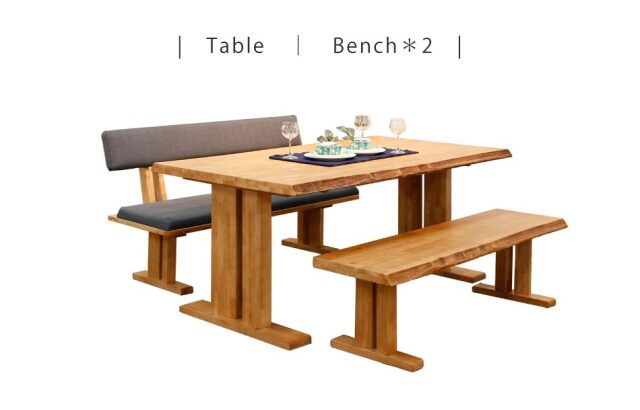 ダイニング3点セット　（180テーブル+160ベンチ+160背付ベンチ）