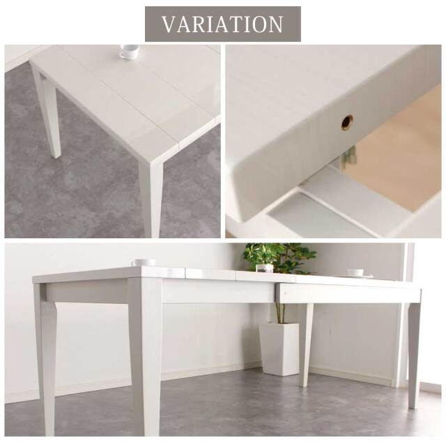 ダイニング4点セット　(130-180伸長テーブル + チェアx2脚 + ベンチ)