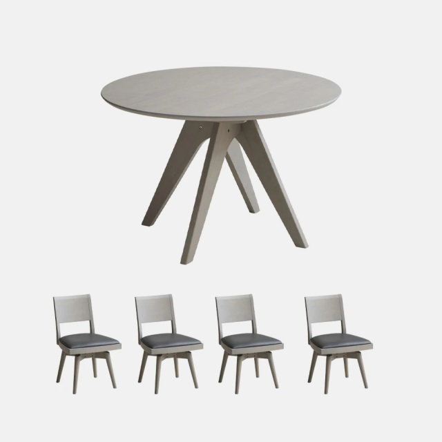 ダイニングセット　110Φテーブル　5点セット　（チェア：回転肘無し）