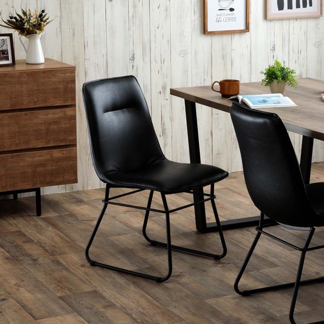 ダイニングチェア　張地：マットグレー　2脚セット　（カラー：マットグレー / ブラック）